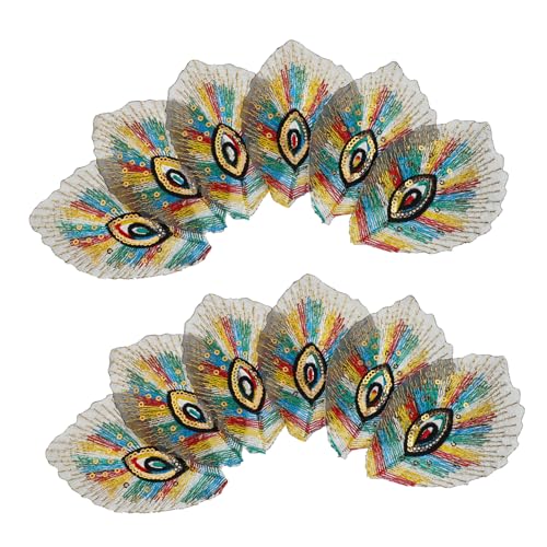 Homoyoyo 20Stücke Pfauen Stickapplikationen für DIY Mode und Festtagsdekoration Langlebig und Einfach Aufzubügeln für Kleidung und Nähprojekte von Homoyoyo
