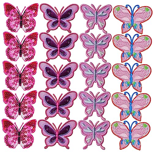 Homoyoyo 20Stücke Schmetterling Stickerei Patches Aufbügelbare Applikationen für Kleidung DIY Dekoration und Reparatur Hautfreundlich und Langlebig für Zuhause von Homoyoyo