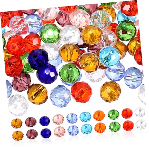 Homoyoyo 210 Stück Facettierte Glasperlen Transparent Bunte Kristallperlen für DIY Schmuckherstellung Armband Halskette Bastelperlen zum Auffädeln und Dekorieren von Homoyoyo