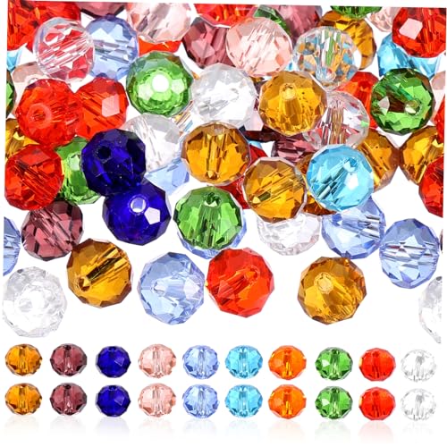 Homoyoyo 210Stücke DIY Glasperlen Transparente Kristallperlen für Armbänder für Schmuckherstellung und Bastelprojekte Gemischte Farben Praktische von Homoyoyo