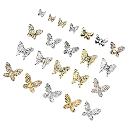 Homoyoyo 22 Stück Teiliges Schmetterling Nail Art Charms Metall Maniküre Dekoration Mini Nail Gems für Stilvolle DIY Nagelkunst Einfach Anzuwenden für Fingernägel von Homoyoyo