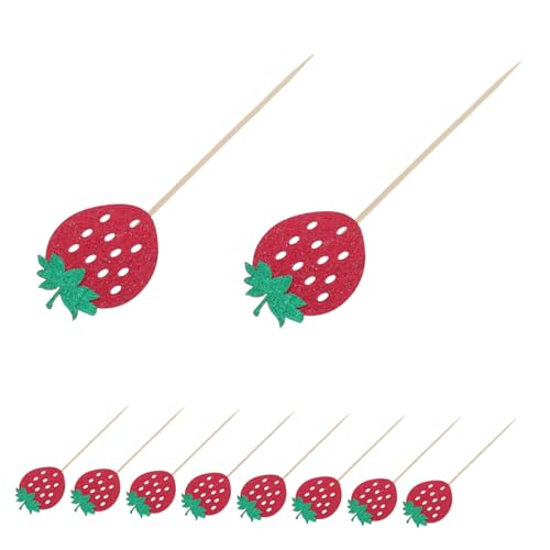 Homoyoyo 24 Stück Glitzernde Rote Erdbeer Kuchen Toppers Frucht Muffin Cupcake Picks für Shower Hochzeiten Feiertage Geburtstagsfeiern Süße Erdbeer Dessertdekorationen von Homoyoyo