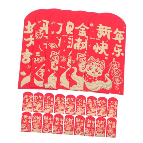 Homoyoyo 24 Stück Glücksumschläge für Jahr Schlange Rote Umschläge für Chinesische Neujahr mit Glückverheißenden Motiven für Hochzeiten für Geldgeschenke von Homoyoyo