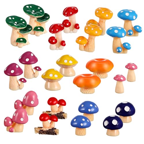 Homoyoyo 24 Stück Pilz-geschenkornamente Pilzgartendekor Mini-ornamente Für Mini-baum Feenhaus Zubehör Feengartenzubehör Im Freien Feengartendekor Miniaturpilze Minature Dinge Harz von Homoyoyo