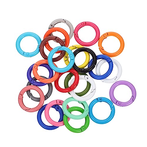 Homoyoyo 24 Stück Rundfeder Ringe Schlüsselanhänger Bunte Metallverbindung für DIY Taschenzubehör Leicht und Langlebig für Handtaschen Rucksäcke und Mehr Zufällige Farbe Zufällige Farbe von Homoyoyo