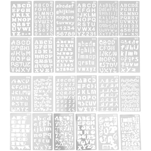Homoyoyo 24 Stück Teiliges Buchstaben Schablonen aus Pet Wasserdichte Wiederverwendbare Englische Alphabet Malschablonen für DIY Scrapbooking Malvorlagen für Anfänger von Homoyoyo