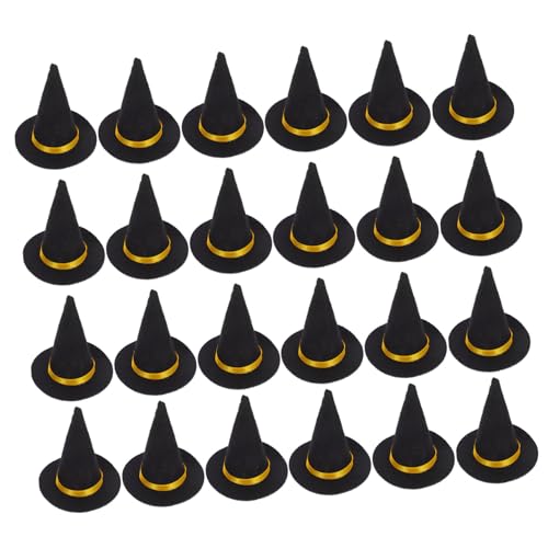 Homoyoyo 24 Stück Teiliges Mini Filz Hexenhüte Leichte Halloween Deko Wiederverwendbare Kleine Hexenhut Partyaccessoires für Weinflaschen Kuchen und Karnevalstischdekorationen von Homoyoyo