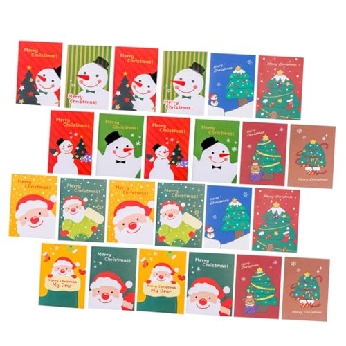 Homoyoyo 24 Stück Teiliges Weihnachts Notizbuch Niedliche Cartoon Motive mit Weihnachtsmann Schneemann und Tannenbaum Kompaktes Schreibnotizbuch für Büro Schule und Praktische für Tasche von Homoyoyo