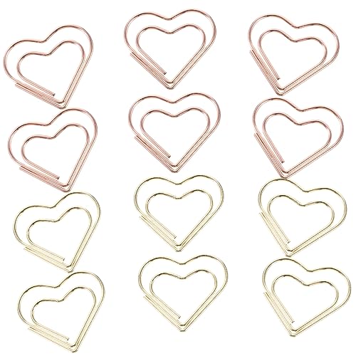 Homoyoyo 24Stücke Herzförmige Büroklammern Büroklammern Roségold und Kreative und Langlebige Clips für Dokumente Bürobedarf und von Homoyoyo