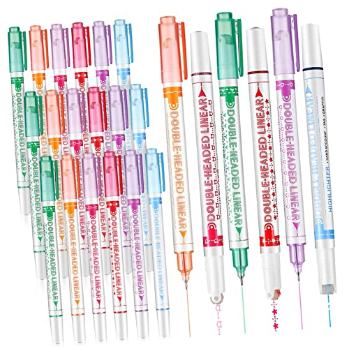 Homoyoyo 24Stücke Highlighter Stifte Dual Fluoreszenz Marker Verschiedenen für Schule Büro Kreative Projekte Notizen und Journaling von Homoyoyo