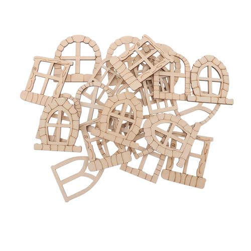 Homoyoyo 25 Stück Mini Fenster und Türen Set Teiliges Diy Holzset für Garten Patio und Heimdekoration Unbehandelt für Kreative Projekte im Feengarten und Mehr von Homoyoyo