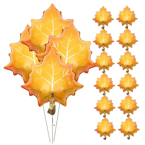 Homoyoyo 25 Stück Teiliges Aluminiumfolie Herbstballons in Ahornblattform Thanksgiving Partydekorationen Schnelle Befüllung Herbstliches Erntedankfest Elegantes Orangeton-design für von Homoyoyo