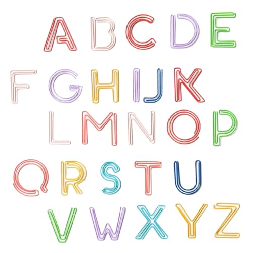 Homoyoyo 26 Stück Buntes Alphabet -Lesezeichen Lesezeichen aus Papier kleine Heftklammern Büroklammern gefärbt Klammern für Papier Papierclip Planer-Lesezeichen Heftklammern Plastik von Homoyoyo