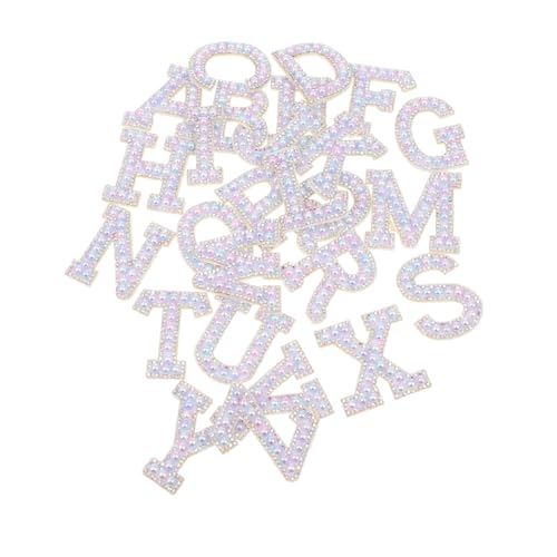 Homoyoyo 26 Stück Teiliges Alphabet Patches Bügelfähige Bestickte Textilaufnäher mit Strasssteinen DIY Kleidung Applikationen für Jacken Taschen Schuhe Hüte Vielseitig für Reparatur und von Homoyoyo