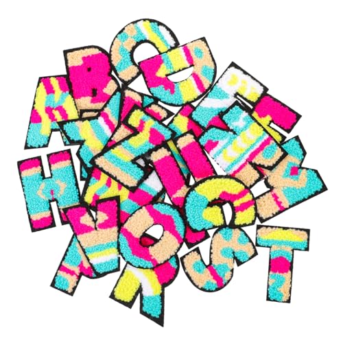 Homoyoyo 26 Stück Teiliges Aufbügel Buchstaben Bunte Patches für Kleidung DIY Textilien Einfache Anwendung zum Verzieren und Reparieren von Jacken Shirts Taschen Schuhen von Homoyoyo