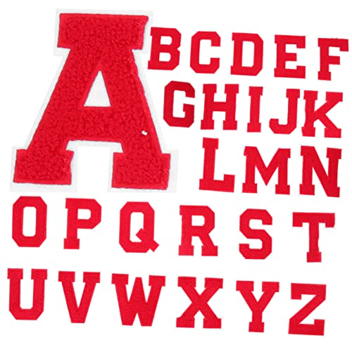 Homoyoyo 26 Stück Teiliges Buchstaben Aufnäher Chenille Patches zum Aufbügeln Kleine Buchstaben Kleidung Patches Bestickte Retro Applikationen für Jacken Hüte Rucksäcke DIY Dekoration und von Homoyoyo