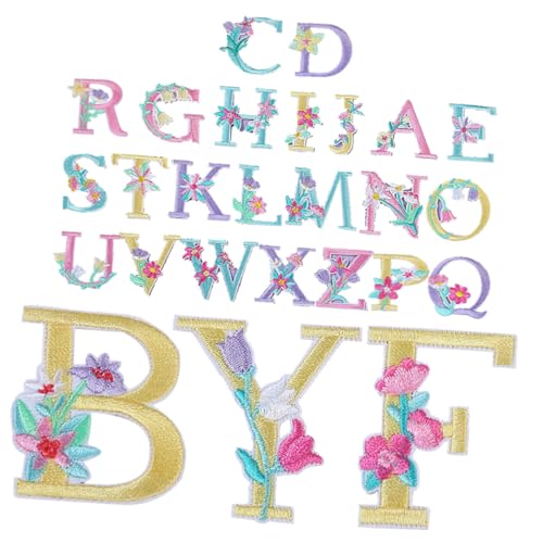 Homoyoyo 26Stücke Aufnäher zum Aufbügeln Gestickte Buchstaben für DIY Kleidung Taschen Rucksäcke Farbige Applikationen für Kreative Projekte von Homoyoyo