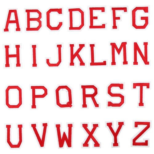 Homoyoyo 26Stücke Teiliges Patches zum Aufbügeln Rote Alphabet Stickereien für Kleidung Taschen Hüte und Mehr A Z für DIY Projekte Langlebig von Homoyoyo