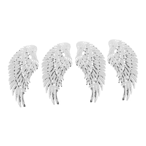 Homoyoyo 2Paare Flügeldesign Patches Aufbügelbare Applikationen Für DIY Kleidung Silberne Bestickte Stoffaufnäher Zur Reparatur Und Dekoration Von Bekleidung von Homoyoyo