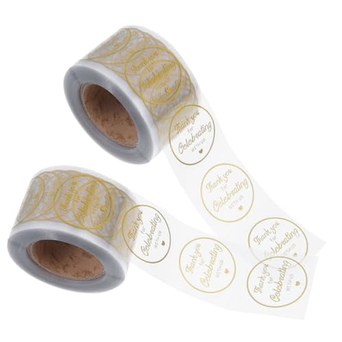 Homoyoyo 2Rollen Runde Dankeschön Aufkleber Dekorative Geschenkbox Versiegelungsaufkleber Selbstklebende Sticker mit Goldfolienakzenten Vielseitig Einsetzbar für Homoyoyo 2Rollen Runde Dankeschön Aufkleber Dekorative Geschenkbox Versiegelungsaufkleber Selbstklebende Sticker mit Goldfolienakzenten Vielseitig Einsetzbar für von Homoyoyo