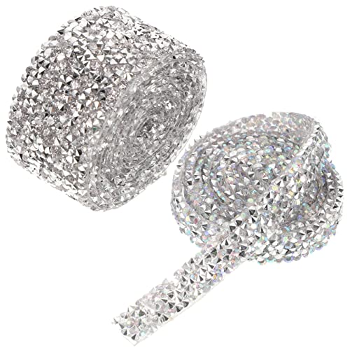 Homoyoyo 2Rollen Selbstklebendes Strassband Bling Ribbon für Hochzeitsdekoration Ab Farben DIY Handwerksmaterialien für Bastelprojekte Einfach von Homoyoyo