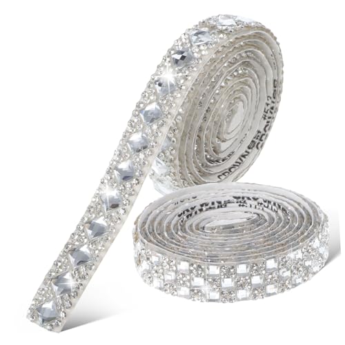 Homoyoyo 2Rollen Selbstklebendes Strassband Glitzernde Strassstreifen für Kleidung Basteln und Dekoration Robustes Material Handgefertigte von Homoyoyo