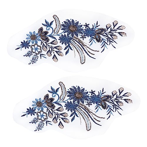 Homoyoyo 2Stücke Handgemachte Blumen Applikationen Gestickte Stoff Patches für DIY Kleidung Dekoration für Hochzeitskleider Taschen und Kunsthandwerk von Homoyoyo