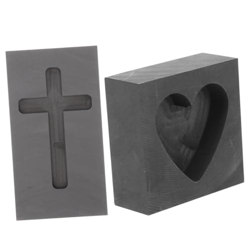 Homoyoyo 2Stücke Herz und Kreuzförmige Graphit Gießformen für Kupfer und Edelmetallguss Hochwertige Graphitmaterialien für Aluminiumguss Leicht zu Handhaben von Homoyoyo