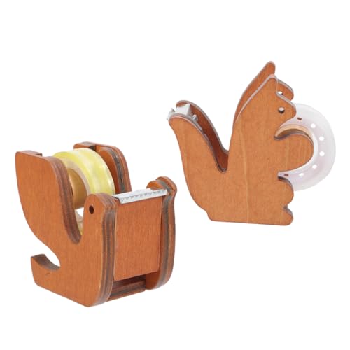 Homoyoyo 2Stücke Klebebandspender aus Holz Tierdesign Tischspender für Klebeband Praktischer Organizer für Zuhause mit Abgerundeten Kanten und Robustem Material für von Homoyoyo