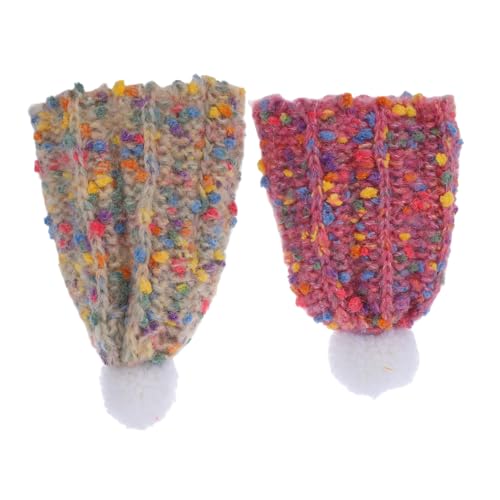Homoyoyo 2Stücke Mini Gestrickte Hüte für Puppen Flauschige Wintermützen für DIY Projekte und Puppendekoration für Puppen mit Kopfdurchmesser von Homoyoyo