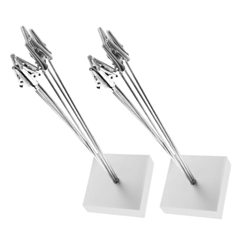 Homoyoyo 2Stücke Silberne Draht Fotohalter mit Quadratischer Basis Memo Clips für Hochzeiten Tischkartenständer Eleganter Foto Display Clip für Karten und Notizen von Homoyoyo