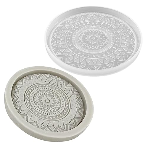 Homoyoyo 2Stücke Silikon Untersetzer Formen für Epoxidharz Runde DIY Tassenuntersetzer Gießform für Bastelprojekte und Transparent von Homoyoyo