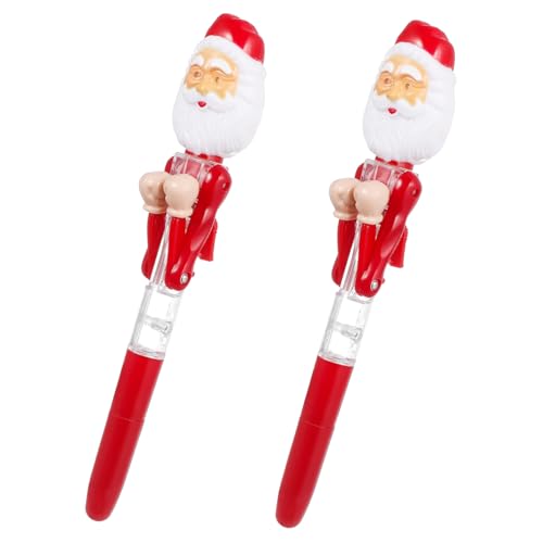 Homoyoyo 2Stücke Weihnachts Kugelschreiber Santa Claus Design Druckbleistifte Mit Licht Weihnachtsgeschenk Für Studenten Und Schreibwarenliebhaber Zufällige von Homoyoyo