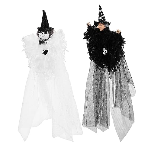 Homoyoyo 2stücke Halloween Geister Deko Hängende Stoffgeister Für Garten Und Partys Kreative Halloween Dekoration Mit Hexe Und Weißem Geist Leicht Und Tragbar Für Gruselige Atmosphäre von Homoyoyo