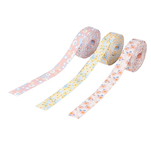 Homoyoyo 3 Rollen DIY Band Blütenmuster Geschenkband für Handarbeiten Dekorationen Hochzeit Geburtstag Bastelprojekte Haarschmuck und Mehr von Homoyoyo