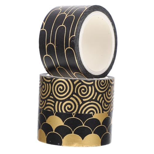 Homoyoyo 3 Rollen Dekorative Washi Tapes mit Glänzendem Goldmuster Vielseitiges DIY Klebeband für Scrapbooking Tagebuch Geschenkverpackung und Kreative Bastelprojekte von Homoyoyo