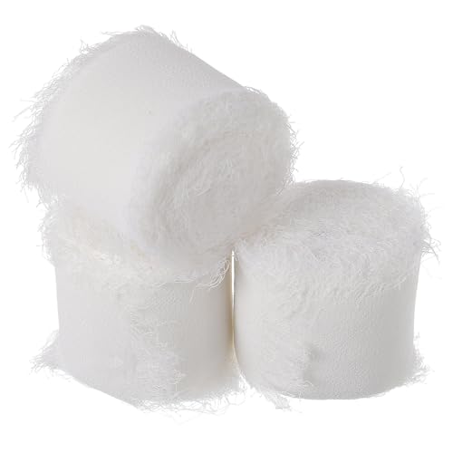 Homoyoyo 3 Rollen Handgerissenes Fransenband Chiffon Schleifenband in Weiß für Geschenkverpackung Blumensträuße Hochzeit Dekoration Homoyoyo 3 Rollen Handgerissenes Fransenband Chiffon Schleifenband in Weiß für Geschenkverpackung Blumensträuße Hochzeit Dekoration von Homoyoyo
