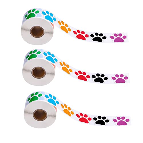 Homoyoyo 3 Rollen Haustier -Fußabdruckaufkleber weihnachtsdeko dekoration weihnachten wand polsterung weinachtsdeko Pfote Welpen handgemachtes Etikett Aufkleber verpacken Colorful von Homoyoyo