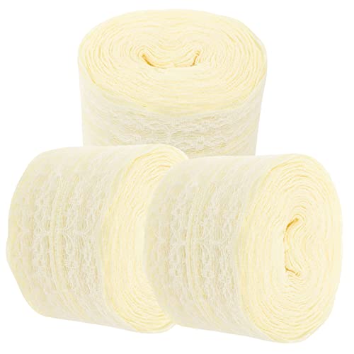Homoyoyo 3 Rollen Lace Ribbon Beige Spitzenband für DIY Hochzeitsdekoration Handwerk Kleidung und Scrapbooking Vielseitige Spitzenborte für Kreative Projekte von Homoyoyo