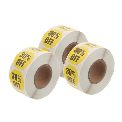 Homoyoyo 3 Rollen Logo-aufkleber Supermarktaufkleber Etikett Einzelhandel Farbige Aufkleber Für Zeichen Klebrig Preisschilder Im Supermarkt Farbige Runde Aufkleber Abziehbilder Yellow von Homoyoyo