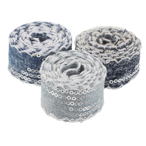 Homoyoyo 3 Rollen Paillettenband Denim Strapazierfähiges Sequin Ribbon für Diy Bekleidung Kopfband Schleifen Vielseitiges Schmuckband in Hellblau Mittelblau Dunkelblau Breit Homoyoyo 3 Rollen Paillettenband Denim Strapazierfähiges Sequin Ribbon für Diy Bekleidung Kopfband Schleifen Vielseitiges Schmuckband in Hellblau Mittelblau Dunkelblau Breit von Homoyoyo