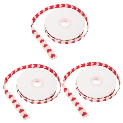 Homoyoyo 3 Rollen Paketband Farbe Valentinstag Dekoband Bänder Zum Basteln Band Zum Verpacken Herzen Schleifen Zum Verpacken Verschleißfestes Geschenkband Polyester Baumwolle von Homoyoyo