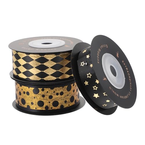 Homoyoyo 3 Rollen Premium Schwarzes Polyester Geschenkband Vielseitiges DIY Bastelband für Blumensträuße Geschenkverpackung Partydekoration und Langlebig und Praktisch Homoyoyo 3 Rollen Premium Schwarzes Polyester Geschenkband Vielseitiges DIY Bastelband für Blumensträuße Geschenkverpackung Partydekoration und Langlebig und Praktisch von Homoyoyo