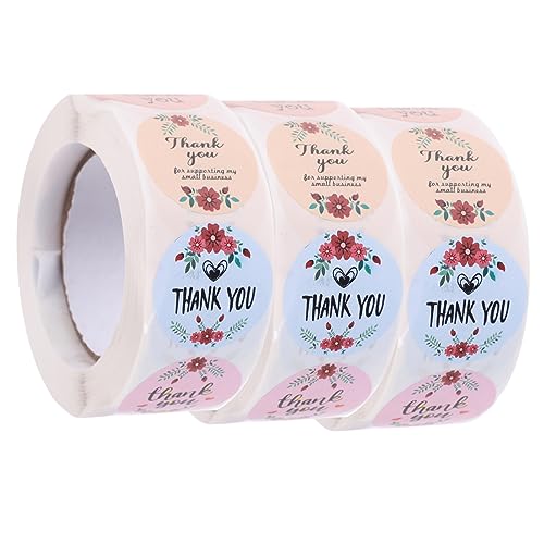 Homoyoyo 3 Rollen Selbstklebende Dankeschön Aufkleber Geschenkverpackung Etiketten Haftende Siegelsticker für Party Hochzeit Geburtstagsgeschenke Homoyoyo 3 Rollen Selbstklebende Dankeschön Aufkleber Geschenkverpackung Etiketten Haftende Siegelsticker für Party Hochzeit Geburtstagsgeschenke von Homoyoyo