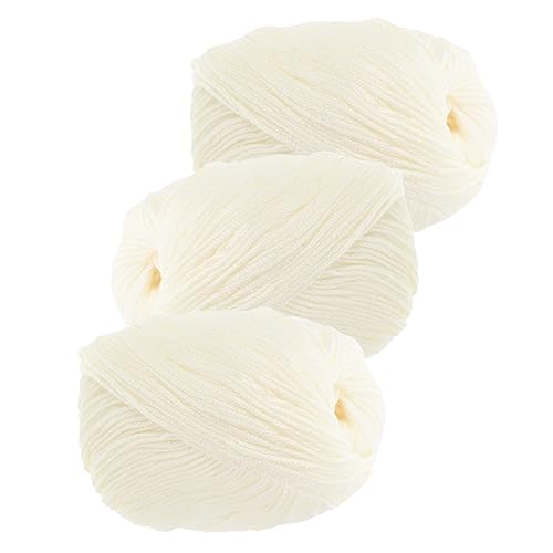 Homoyoyo 3 Rollen Strickgarn Bulk-garn Häkeln Stricken Handgestrickte Garne Garn-multipack Baumwolle Baumwollgarn Dickes Garn Creme Häkelgarn Häkelfaden Klobig Erwachsene Proteinvlies Weiß von Homoyoyo