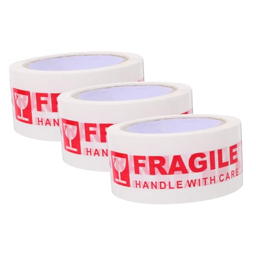 Homoyoyo 3 Rollen Warnband Verpackung zerbrechliches Klebeband für den Versand sich bewegendes Band zerbrechliches Packband Schild Das Kleinunternehmensbedarf Packband für Umzugskartons Opp von Homoyoyo