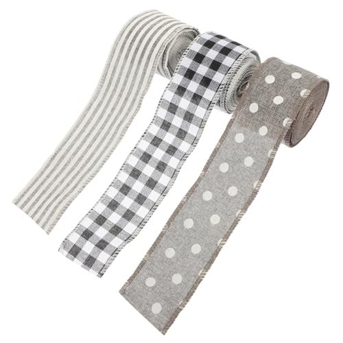 Homoyoyo 3 Rollen Weihnachtsband Drahtkante pro Rolle für DIY Bastelarbeiten Geschenkverpackung Weihnachtsdekoration Design Vielseitig Einsetzbar von Homoyoyo