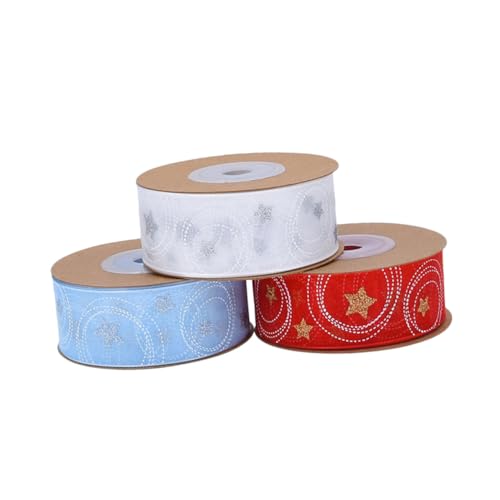 Homoyoyo 3 Rollen Weihnachtsband mit Stern Kreis-motiv Geschenkband für Festliche Geschenkverpackung und Weihnachtsdeko Vielseitiges Bastelband für Party Baumdekoration Weiß Blau Rot Homoyoyo 3 Rollen Weihnachtsband mit Stern Kreis-motiv Geschenkband für Festliche Geschenkverpackung und Weihnachtsdeko Vielseitiges Bastelband für Party Baumdekoration Weiß Blau Rot von Homoyoyo