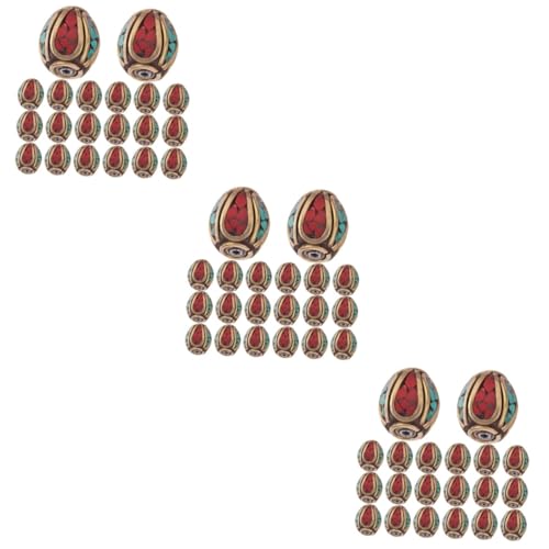 Homoyoyo 3 Sätze Handgemachte Nepalese Buddha Spacer Perlen Messing Mit Türkis Für Diy Schmuckherstellung Kleine Lochperlen Für Bastelprojekte 20 Stück * 3 von Homoyoyo