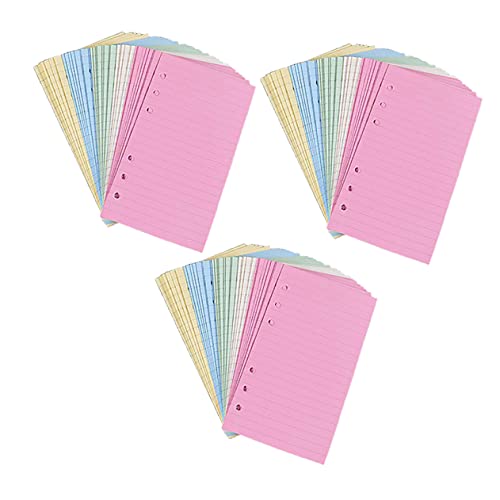Homoyoyo 3 Sätze Loose Leaf Nachfüllpapier Liniertes Ringbuch Füllpapier Farbiges Schreibpapier für Notizbücher Journale Tagebücher Kompatibel mit Standard Ordnern Langlebig und Glatt von Homoyoyo